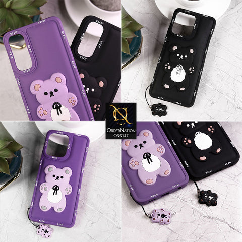 Xiaomi Poco C65 Cover - Black - Design2 - 3D Cute Rich Kawaii Cartoon Soft Silicone Protective Case with Keychain