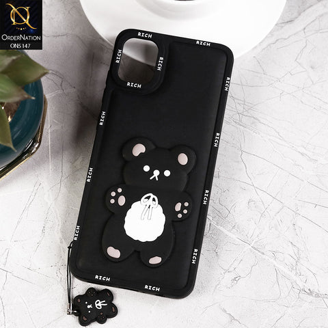 Samsung Galaxy A05 Cover - Black - Design2 - 3D Cute Rich Kawaii Cartoon Soft Silicone Protective Case with Keychain