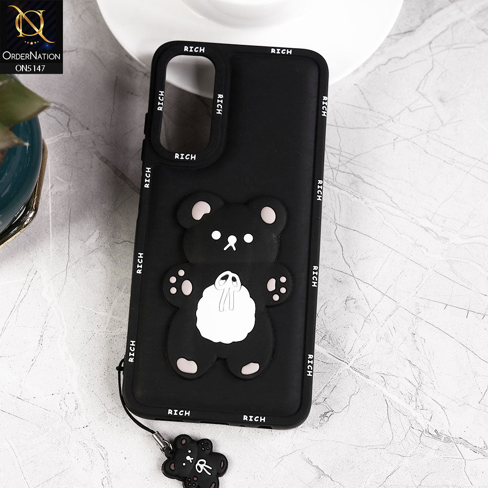 Samsung Galaxy A05s Cover - Black - Design2 - 3D Cute Rich Kawaii Cartoon Soft Silicone Protective Case with Keychain