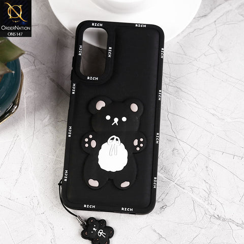 Samsung Galaxy A05s Cover - Black - Design2 - 3D Cute Rich Kawaii Cartoon Soft Silicone Protective Case with Keychain