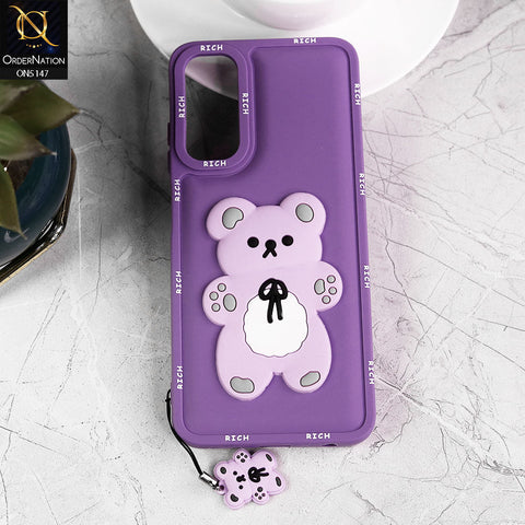 Samsung Galaxy A05s Cover - Purple - Design1 - 3D Cute Rich Kawaii Cartoon Soft Silicone Protective Case with Keychain