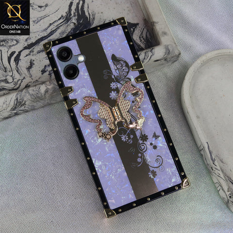 Samsung Galaxy A06 4G - Purple - Luxury Shiny Rhinestone Butterfly Electroplated Square Trunk Soft Case