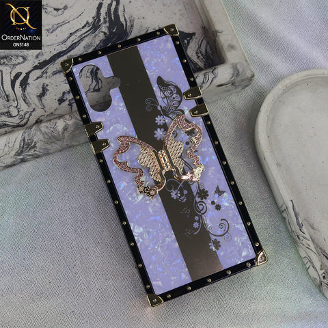 Samsung Galaxy A06 4G - Purple - Luxury Shiny Rhinestone Butterfly Electroplated Square Trunk Soft Case