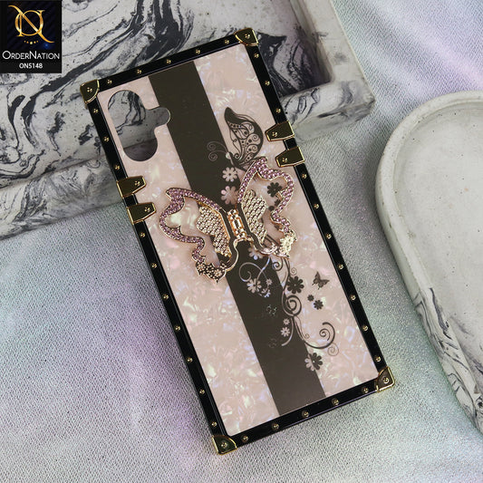 Samsung Galaxy A06 4G - Rose Gold - Luxury Shiny Rhinestone Butterfly Electroplated Square Trunk Soft Case