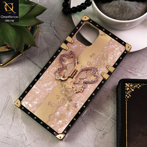 Oppo A16K Cover - Rose Gold -  Luxury Shiny Rhinestone Butterfly Electroplated Square Trunk Soft Case