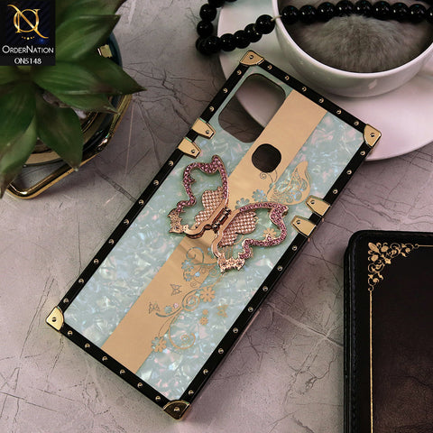 Infinix Hot 11 Play Cover - Aqua -  Luxury Shiny Rhinestone Butterfly Electroplated Square Trunk Soft Case