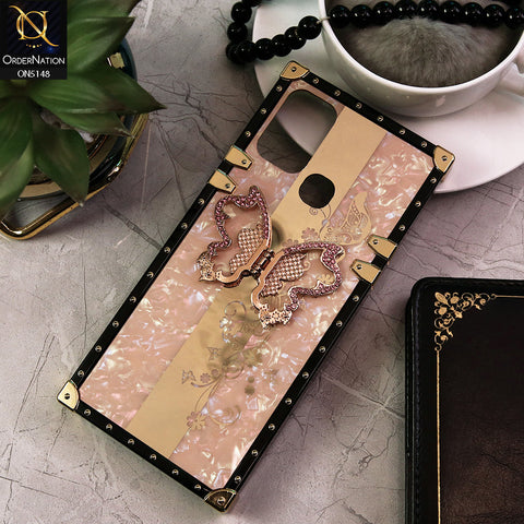 Infinix Hot 11 Play Cover - Rose Gold -  Luxury Shiny Rhinestone Butterfly Electroplated Square Trunk Soft Case