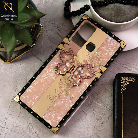 Infinix Hot 12 Play Cover - Rose Gold -  Luxury Shiny Rhinestone Butterfly Electroplated Square Trunk Soft Case