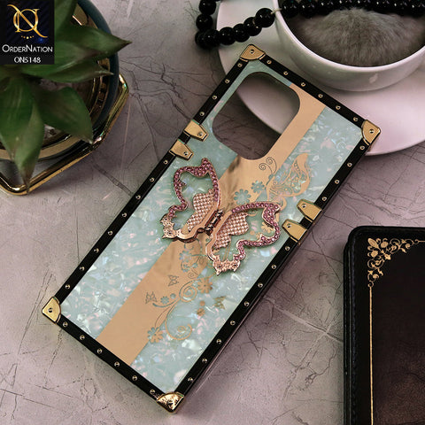 Infinix Hot 30 Play Cover - Aqua -  Luxury Shiny Rhinestone Butterfly Electroplated Square Trunk Soft Case