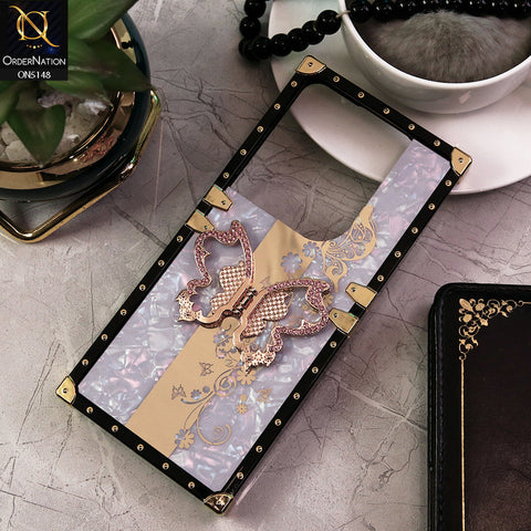 Infinix Hot 40 Pro Cover - Lilac -  Luxury Shiny Rhinestone Butterfly Electroplated Square Trunk Soft Case