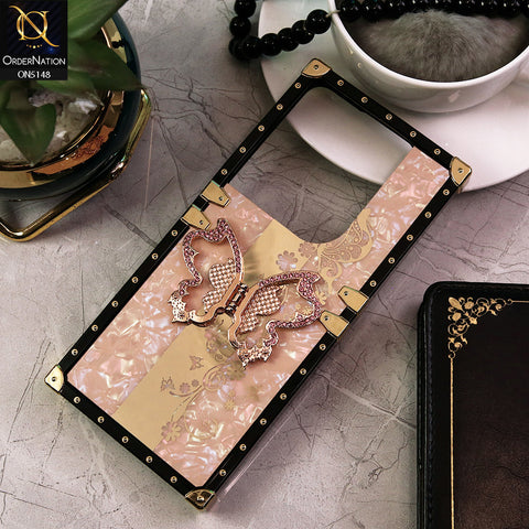Infinix Hot 40 Pro Cover - Rose Gold -  Luxury Shiny Rhinestone Butterfly Electroplated Square Trunk Soft Case