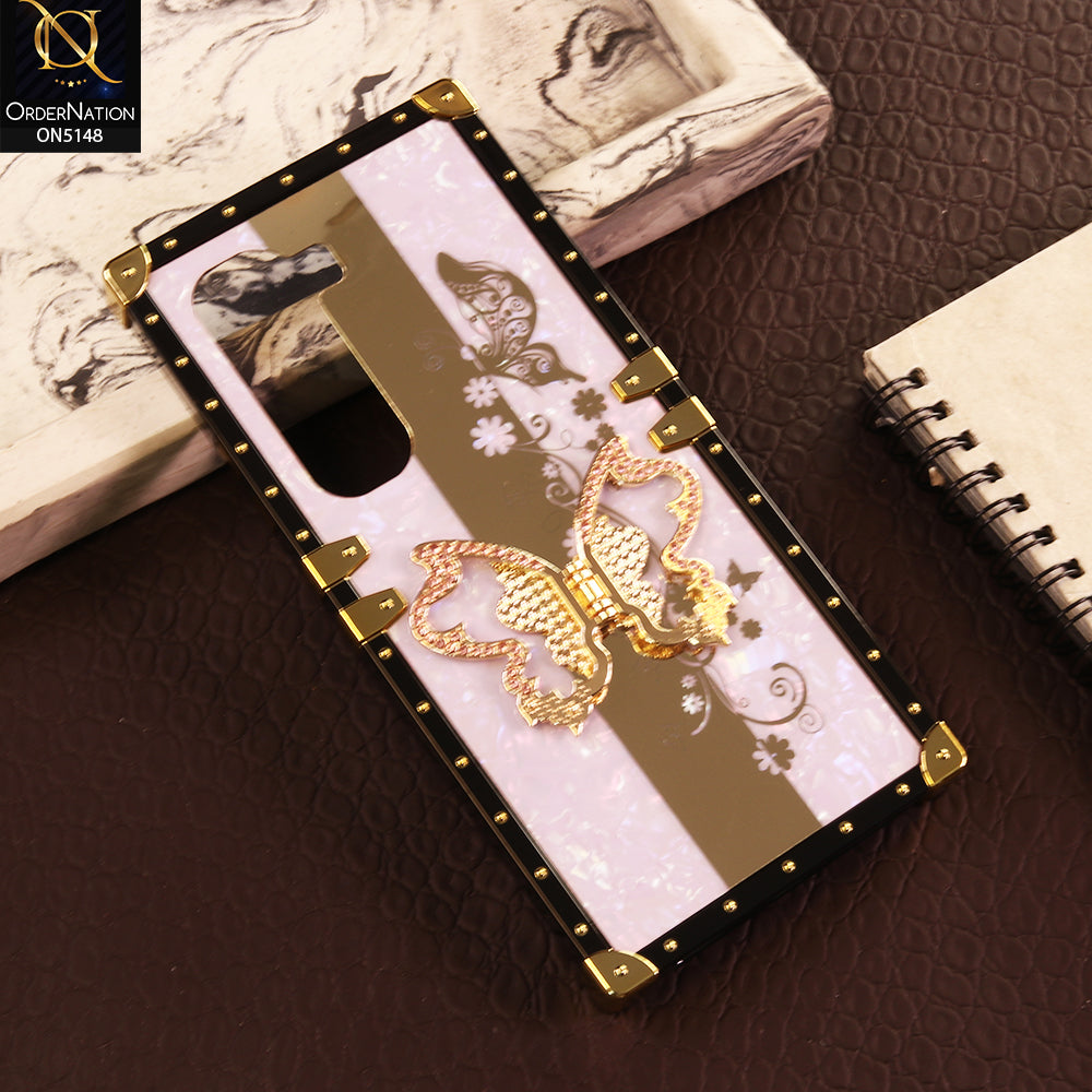 Infinix Hot 50 4G Cover - Purple - Luxury Shiny Rhinestone Butterfly Electroplated Square Trunk Soft Case
