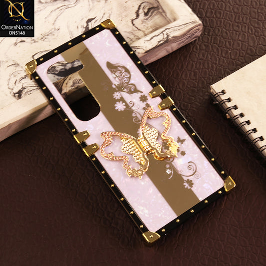 Infinix Hot 50 Pro Cover - Purple - Luxury Shiny Rhinestone Butterfly Electroplated Square Trunk Soft Case