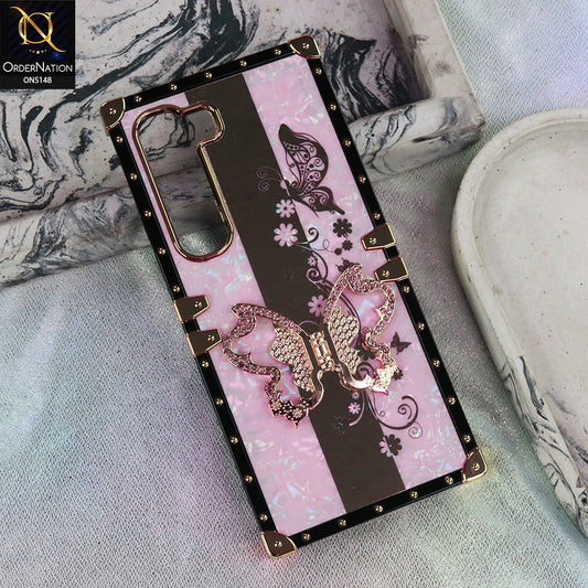 Infinix Hot 60 Pro - Pink - Luxury Shiny Rhinestone Butterfly Electroplated Square Trunk Soft Case