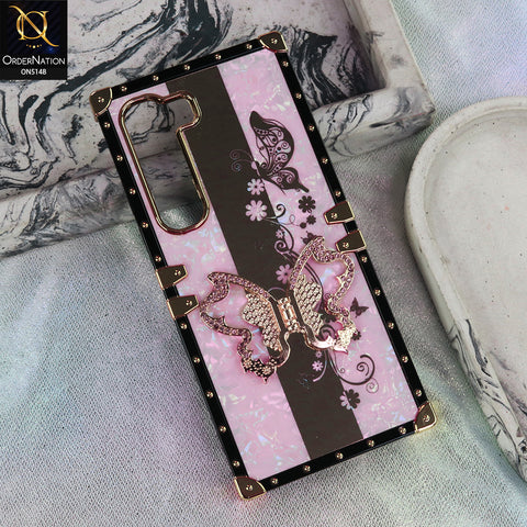 Infinix Hot 60 Pro - Pink - Luxury Shiny Rhinestone Butterfly Electroplated Square Trunk Soft Case