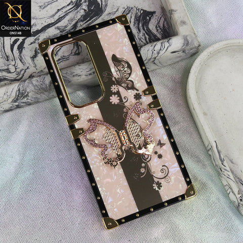 Infinix Hot 60 Pro Plus - Rose Gold - Luxury Shiny Rhinestone Butterfly Electroplated Square Trunk Soft Case