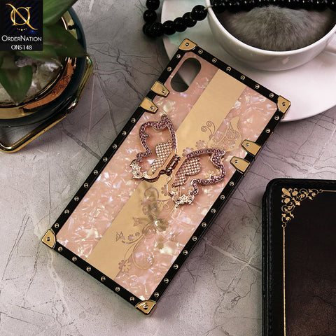 iPhone XS Max Cover - Rose Gold -  Luxury Shiny Rhinestone Butterfly Electroplated Square Trunk Soft Case