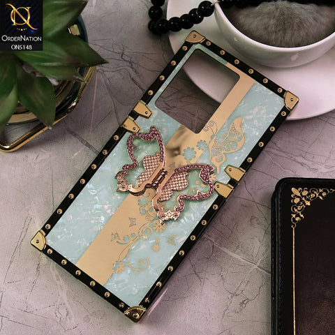Infinix Note 12 G96 Cover - Aqua -  Luxury Shiny Rhinestone Butterfly Electroplated Square Trunk Soft Case