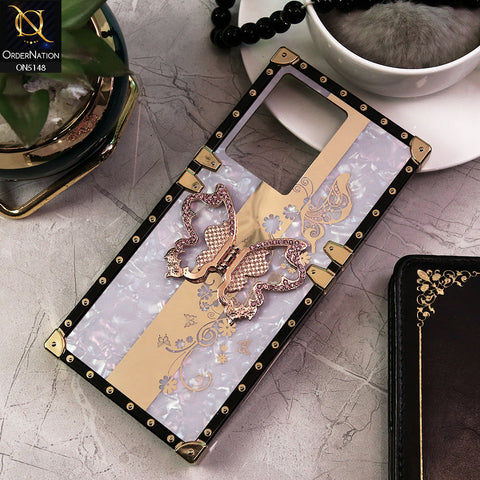 Infinix Note 12 G96 Cover - Lilac -  Luxury Shiny Rhinestone Butterfly Electroplated Square Trunk Soft Case