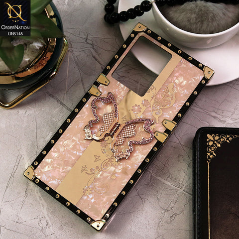 Infinix Note 12 G96 Cover - Rose Gold -  Luxury Shiny Rhinestone Butterfly Electroplated Square Trunk Soft Case