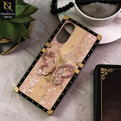 Oppo A17 Cover - Rose Gold -  Luxury Shiny Rhinestone Butterfly Electroplated Square Trunk Soft Case