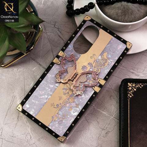 Oppo A58 4G Cover - Lilac -  Luxury Shiny Rhinestone Butterfly Electroplated Square Trunk Soft Case