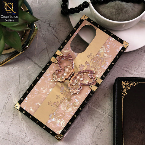 Oppo A58 4G Cover - Rose Gold -  Luxury Shiny Rhinestone Butterfly Electroplated Square Trunk Soft Case