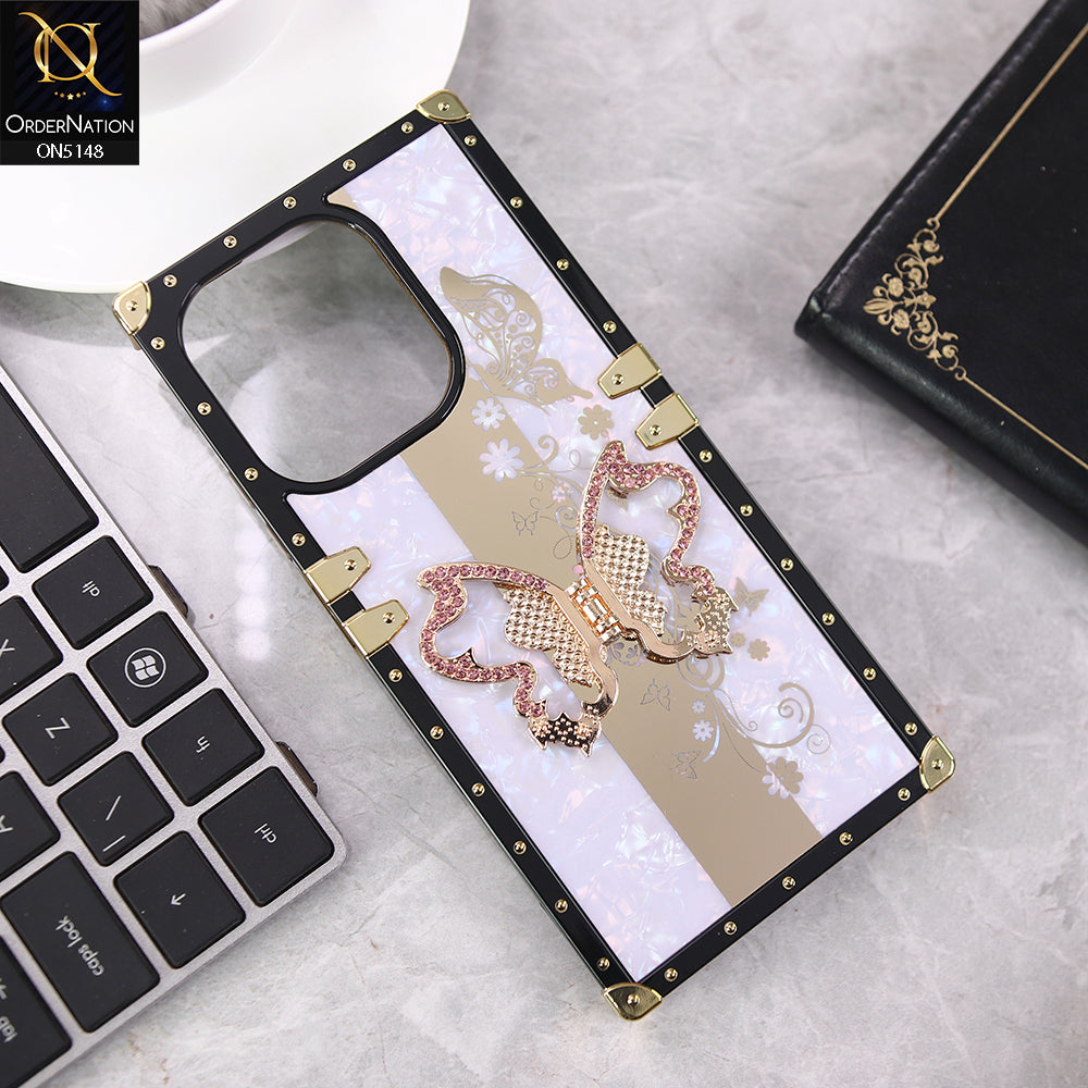 Oppo A5 Pro 4G Cover - Purple - Luxury Shiny Rhinestone Butterfly Electroplated Square Trunk Soft Case