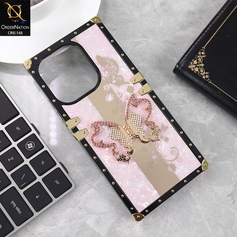 Oppo A5 Pro 4G Cover - Rose Gold - Luxury Shiny Rhinestone Butterfly Electroplated Square Trunk Soft Case