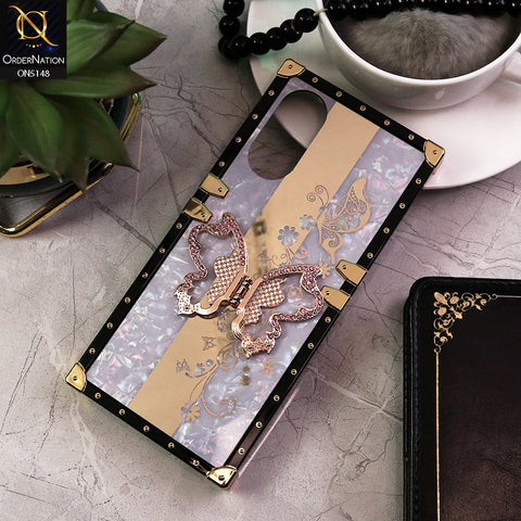 Oppo A78 4G Cover - Lilac -  Luxury Shiny Rhinestone Butterfly Electroplated Square Trunk Soft Case