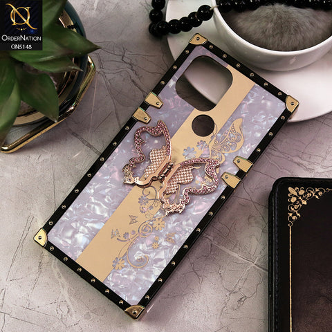 Xiaomi Redmi A2 Plus Cover - Lilac -  Luxury Shiny Rhinestone Butterfly Electroplated Square Trunk Soft Case