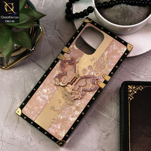 Xiaomi Redmi 12 Cover - Rose Gold -  Luxury Shiny Rhinestone Butterfly Electroplated Square Trunk Soft Case