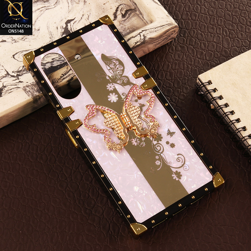 Xiaomi Poco C65 Cover - Purple - Luxury Shiny Rhinestone Butterfly Electroplated Square Trunk Soft Case