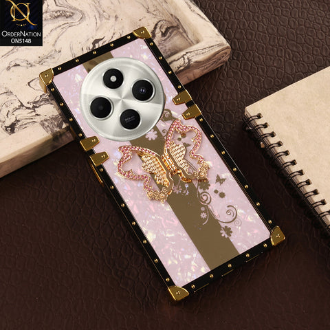 Xiaomi Redmi A4 Cover - Purple - Luxury Shiny Rhinestone Butterfly Electroplated Square Trunk Soft Case