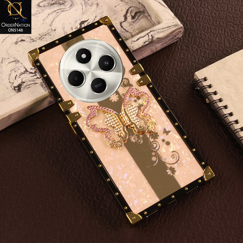 Xiaomi Redmi A4 Cover - Rose Gold - Luxury Shiny Rhinestone Butterfly Electroplated Square Trunk Soft Case