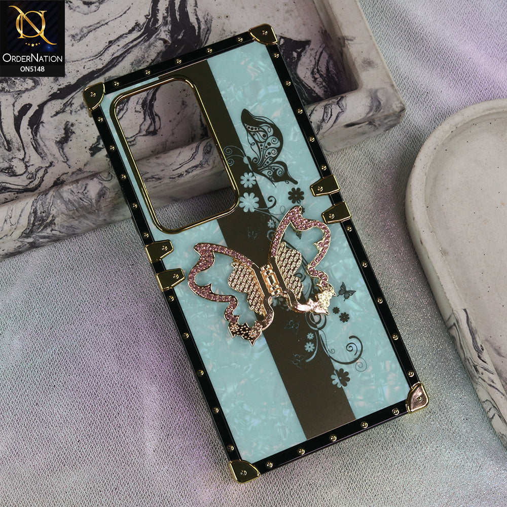 Xiaomi Redmi 15 - Aqua - Luxury Shiny Rhinestone Butterfly Electroplated Square Trunk Soft Case
