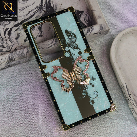Xiaomi Redmi 15 - Aqua - Luxury Shiny Rhinestone Butterfly Electroplated Square Trunk Soft Case