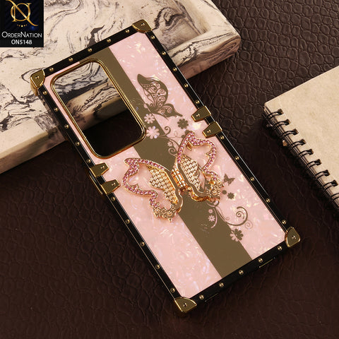 Xiaomi Redmi 15 4G Cover - Pink - Luxury Shiny Rhinestone Butterfly Electroplated Square Trunk Soft Case