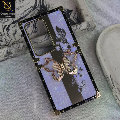 Xiaomi Redmi 15 - Purple - Luxury Shiny Rhinestone Butterfly Electroplated Square Trunk Soft Case