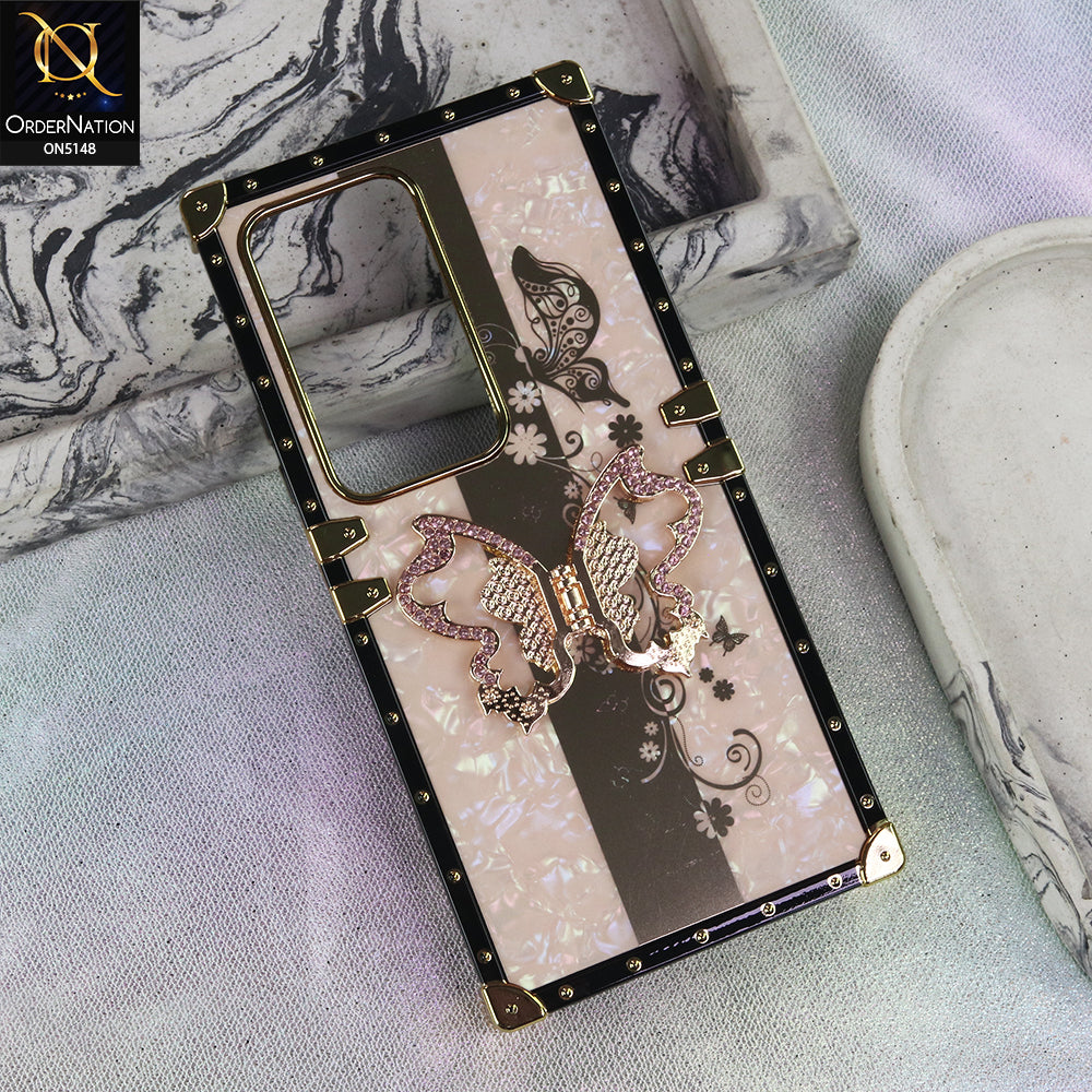 Xiaomi Redmi 15 - Rose Gold - Luxury Shiny Rhinestone Butterfly Electroplated Square Trunk Soft Case