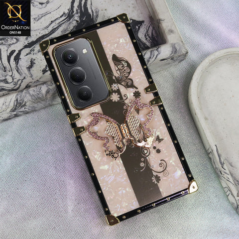 Xiaomi Redmi 15 - Rose Gold - Luxury Shiny Rhinestone Butterfly Electroplated Square Trunk Soft Case