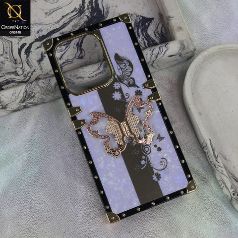 Xiaomi Redmi 15C - Purple - Luxury Shiny Rhinestone Butterfly Electroplated Square Trunk Soft Case