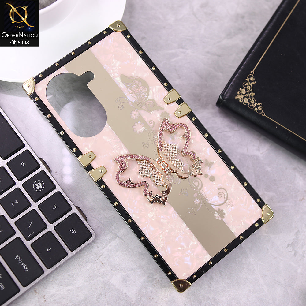 Xiaomi Redmi A5 4G Cover - Pink - Luxury Shiny Rhinestone Butterfly Electroplated Square Trunk Soft Case