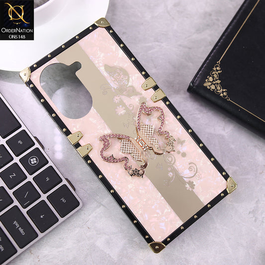 Xiaomi Redmi A5 4G Cover - Pink - Luxury Shiny Rhinestone Butterfly Electroplated Square Trunk Soft Case