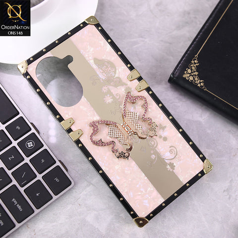 Xiaomi Redmi A5 4G Cover - Pink - Luxury Shiny Rhinestone Butterfly Electroplated Square Trunk Soft Case