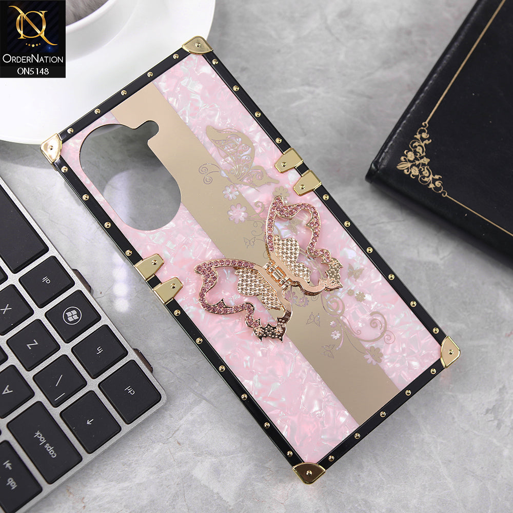 Xiaomi Redmi A5 4G Cover - Rose Gold - Luxury Shiny Rhinestone Butterfly Electroplated Square Trunk Soft Case