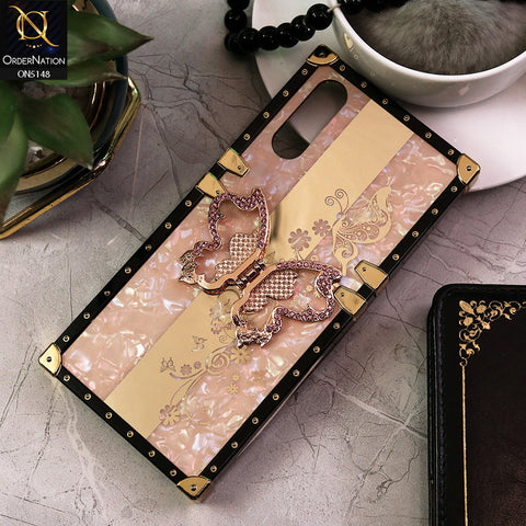 Vivo S1 Cover - Rose Gold -  Luxury Shiny Rhinestone Butterfly Electroplated Square Trunk Soft Case