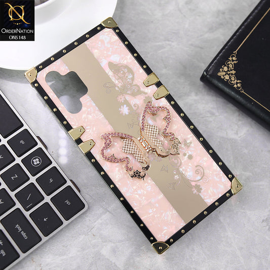 Samsung Galaxy A04s Cover - Pink - Luxury Shiny Rhinestone Butterfly Electroplated Square Trunk Soft Case