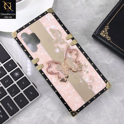 Samsung Galaxy A04s Cover - Pink - Luxury Shiny Rhinestone Butterfly Electroplated Square Trunk Soft Case