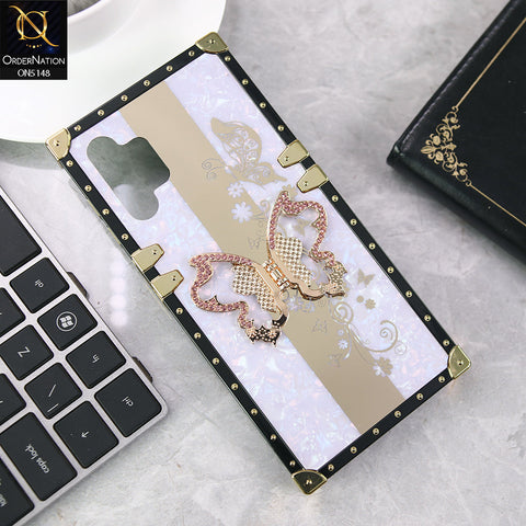 Samsung Galaxy A04s Cover - Purple - Luxury Shiny Rhinestone Butterfly Electroplated Square Trunk Soft Case